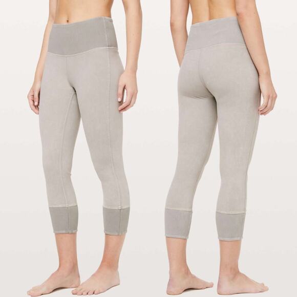 LULULEMON‎ Wunder Under Ribbed Crop Legging 23" Washed French Clay - Picture 1 of 10